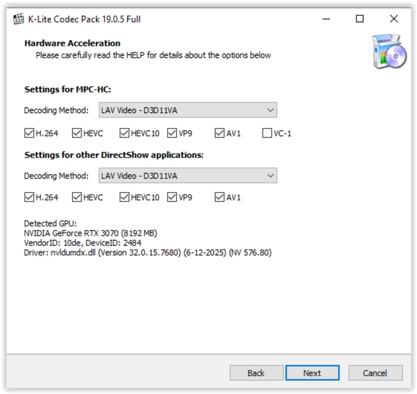 K-Lite Codec Pack — لقطة شاشة 2